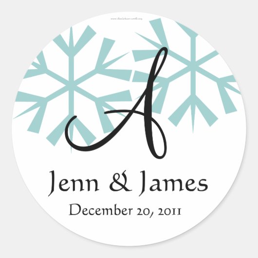 12月ブルースノーフレークスモノグラムAシール ラウンドシール (正面)