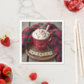 12月ホットチョコレートと格子毛布 スタンダードカクテルナプキン (インサイチュ)