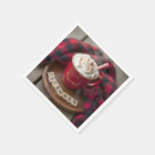 12月ホットチョコレートと格子毛布 スタンダードカクテルナプキン (角)
