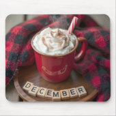 12月ホットチョコレートと格子毛布 マウスパッド (正面)