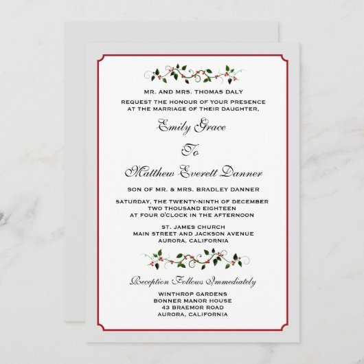 12月ホリデーウィンターフォーマル結婚式招待状 招待状 (正面/裏面)