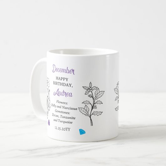 12月ホリー&ナルキッサス誕生日記念 コーヒーマグカップ (正面左)