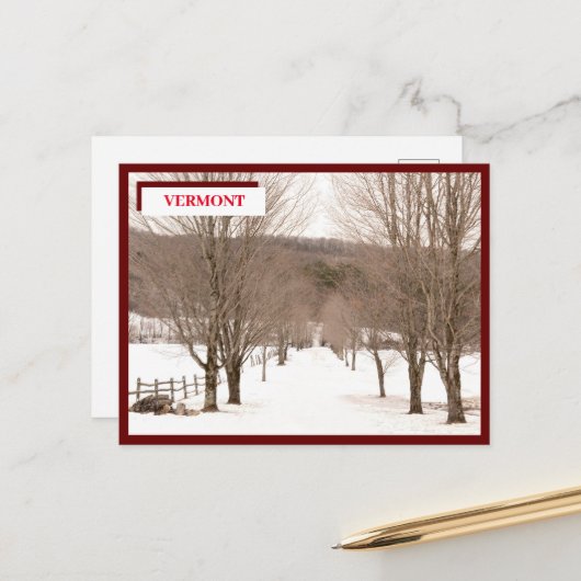 12月ホワイトスノーグリーンマウンテンズバーモント ポストカード (正面/裏面インサイチュ)