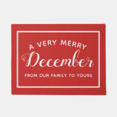 12月メリーの赤いクリスマスの歓迎の形式 ドアマット (正面)