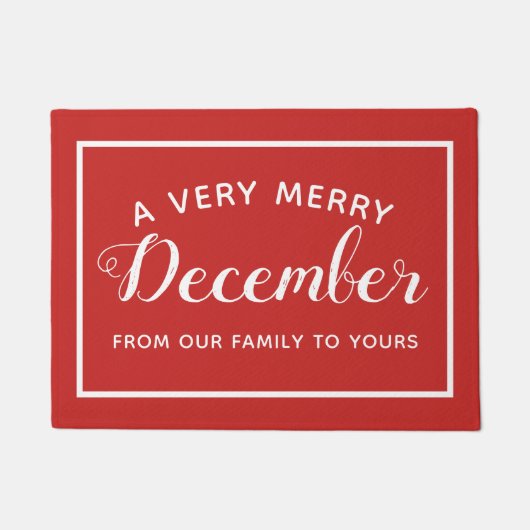 12月メリーの赤いクリスマスの歓迎の形式 ドアマット (正面)