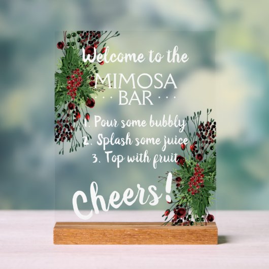 12月素朴ホリデーシーズンベリーホリーリース アクリルサイン (ニュートラル)