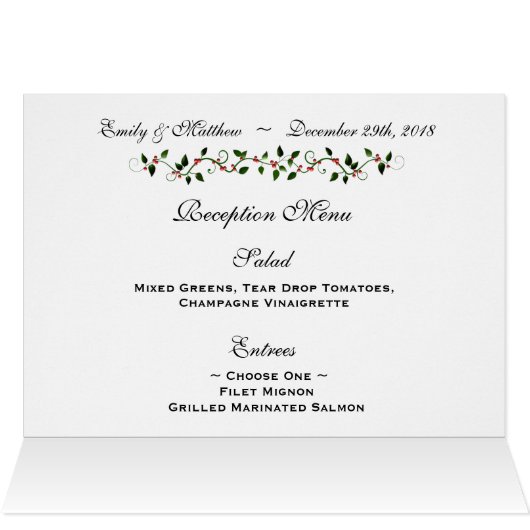 12月結婚の休日のメニューとテーブル番号 (内部横(上))