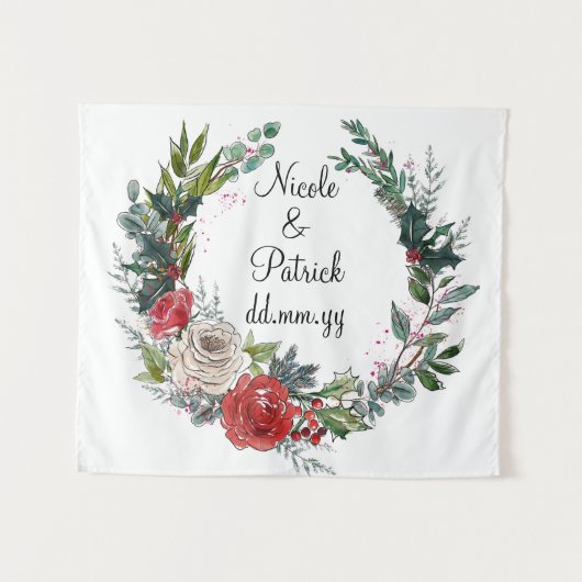 12月結婚の12月の基調結婚写真 タペストリー (正面(横))