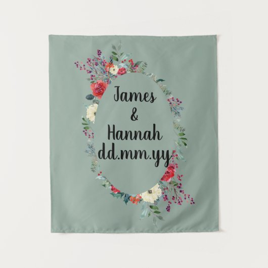 12月結婚の12月の基調結婚写真 タペストリー (正面)
