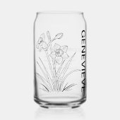 12月誕生フラワーナルキッスス名前をカスタムする ガラス缶 (正面)