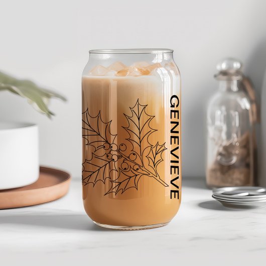 12月誕生フラワーホリー名前をカスタムする ガラス缶