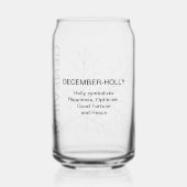 12月誕生フラワーホリー名前をカスタムする ガラス缶 (裏面)