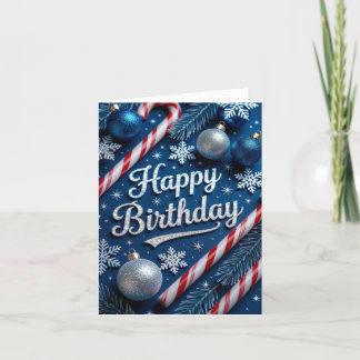 12月誕生日カード、クリスマス誕生日カード サンキューカード