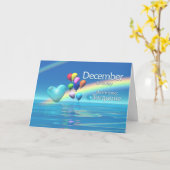 12月誕生日ターコイズハート カード (黄色い花)