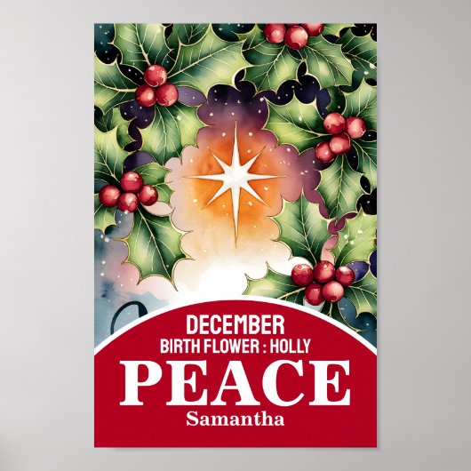 12月誕生月フラワークリスチャン子供部屋アート ポスター (正面)