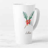 12月誕生月フラワーホリー カフェラテマグ (右アングル)