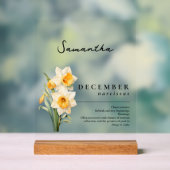 12月誕生月花水仙パーソナライズされた アクリルサイン (ニュートラル)