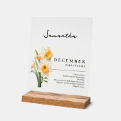 12月誕生月花水仙パーソナライズされた アクリルサイン (傾斜)