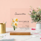 12月誕生月花水仙パーソナライズされた アクリルサイン (ウェディング)