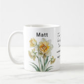 12月誕生花水仙の追加の名前 コーヒーマグカップ (左)