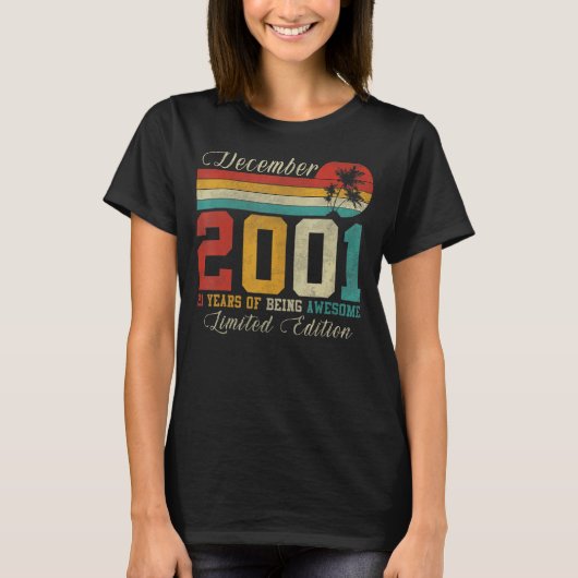 12月21日旧ヴィンテージ2001 21誕生日 Tシャツ (正面)