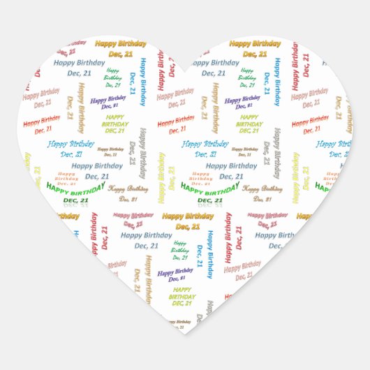 12月21日誕生日シール ハートシール (正面)