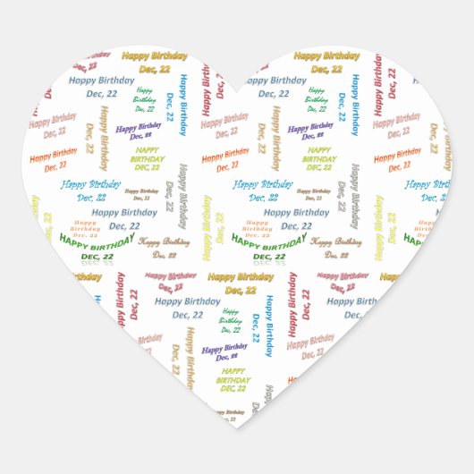 12月22日誕生日シール ハートシール (正面)