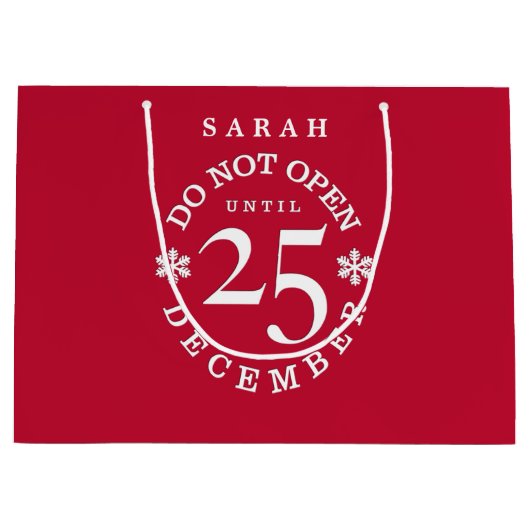 12月25日のクリスマスホリデーまで営業しない ラージペーパーバッグ (正面)