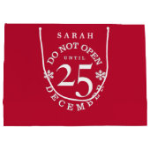 12月25日のクリスマスホリデーまで営業しない ラージペーパーバッグ (裏面)