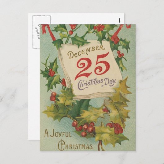12月25日のクリスマス シーズンポストカード (正面/裏面)
