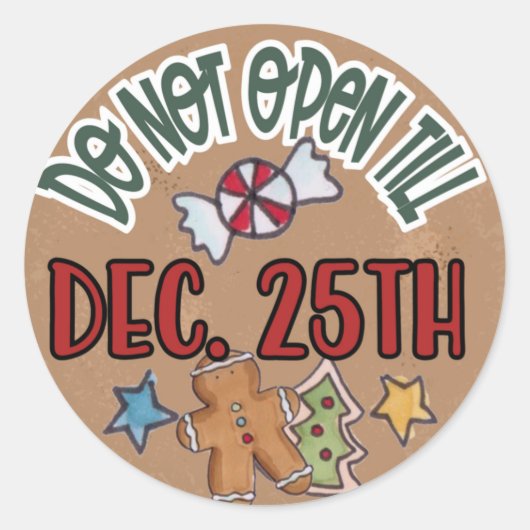 12月25日のステッカーまで開かない ラウンドシール (正面)