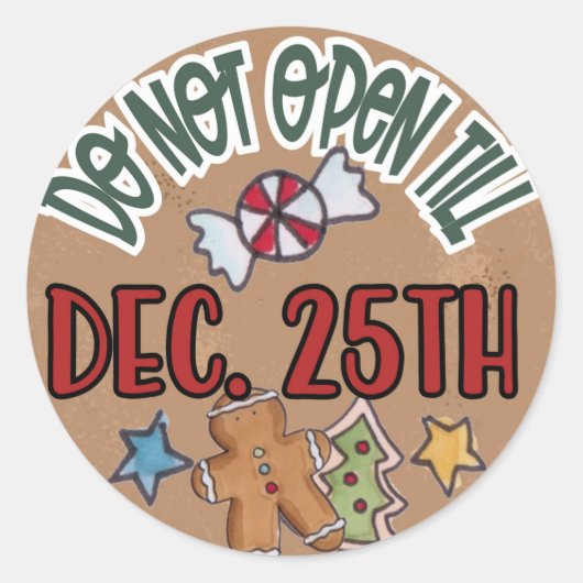 12月25日のステッカーまで開かない ラウンドシール (正面)