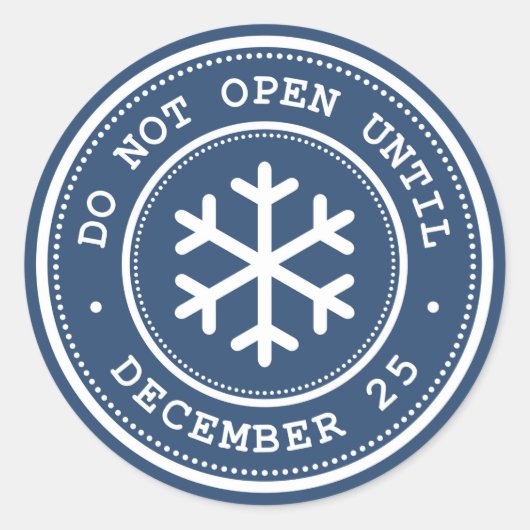 12月25日の青いクリスマスプレゼントまで開かない ラウンドシール (正面)
