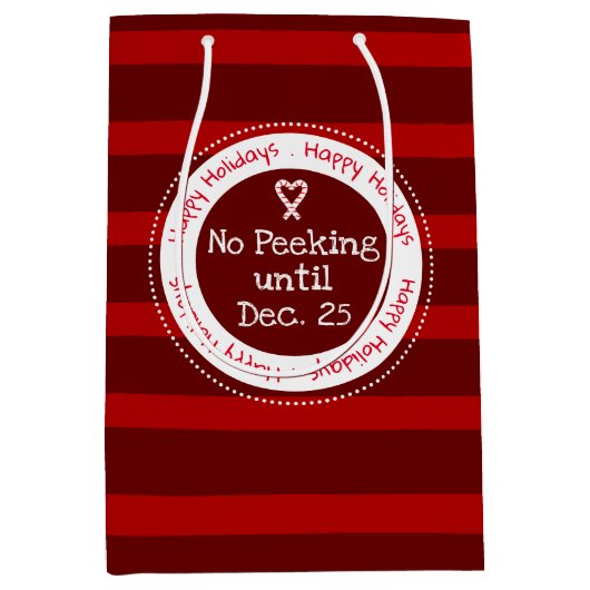 12月25日までピークなし中ストライプの品B ミディアムペーパーバッグ (正面)