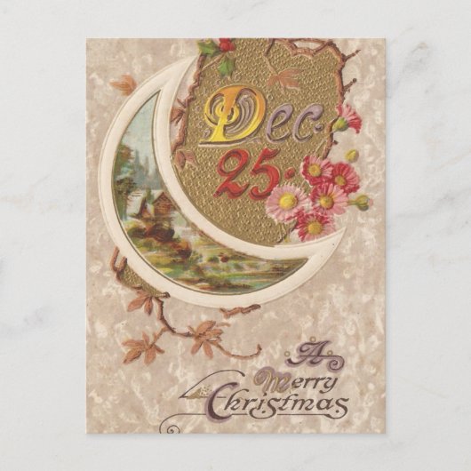 12月25日クリスマス・ヴィンテージ・カード シーズンポストカード (正面)