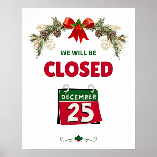 12月25日休業のお知らせ ポスター (正面)