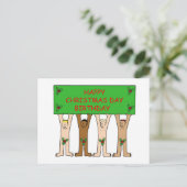 12月25日誕生日おもしろいメンズウィズホリー ポストカード (スタンド正面)