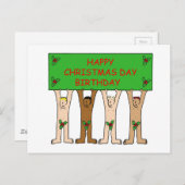 12月25日誕生日おもしろいメンズウィズホリー ポストカード (正面/裏面)