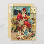 12月25日 – ビンテージのクリスマスグリーティングカード シーズンポストカード (正面/裏面)