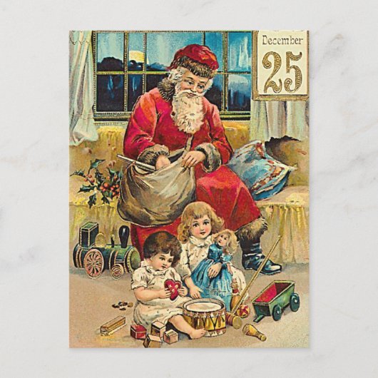 12月25日 – ビンテージのクリスマスグリーティングカード シーズンポストカード (正面)