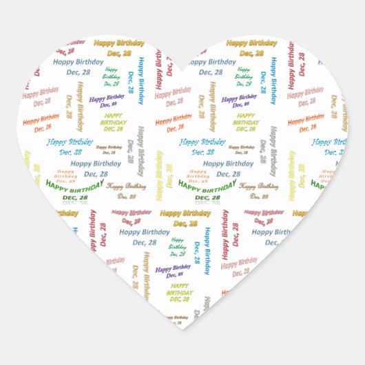 12月28日誕生日シール ハートシール (正面)