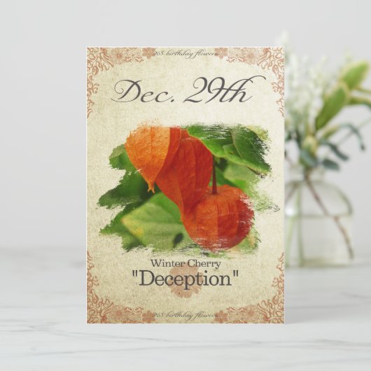 12月29日の誕生花 「冬の桜」 カード (スタンド正面)