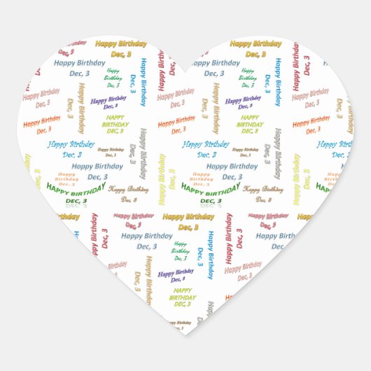 12月3日誕生日シール ハートシール (正面)