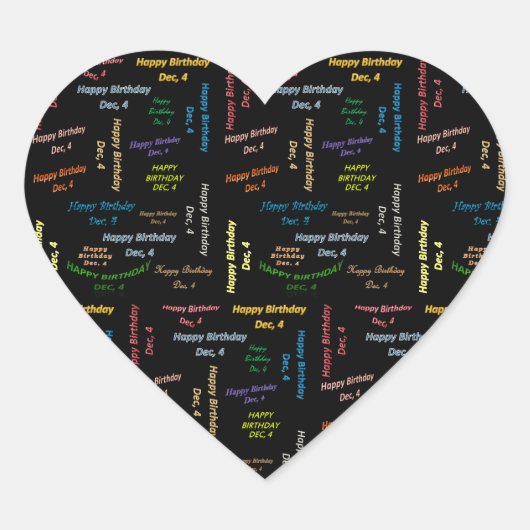 12月4日誕生日シール ハートシール (正面)