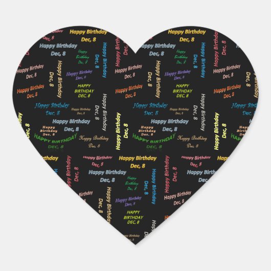 12月8日誕生日シール ハートシール (正面)