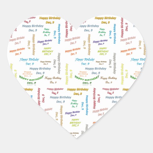 12月9日誕生日シール ハートシール (正面)