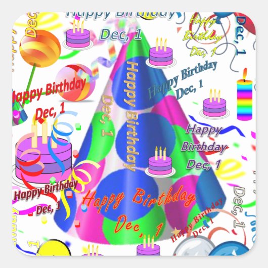 12月, 1子供の誕生日シール スクエアシール (正面)