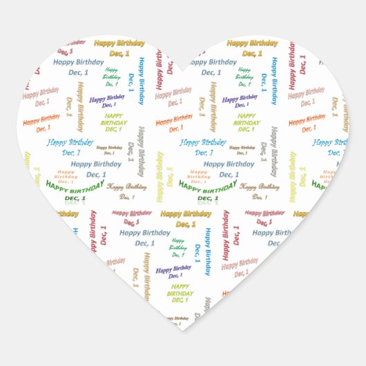 12月， 1誕生日シール ハートシール (正面)