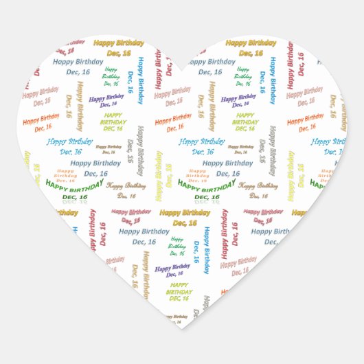 12月, 16誕生日シール ハートシール (正面)