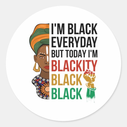 12月I'm Blackity Black History African Amer ラウンドシール (正面)